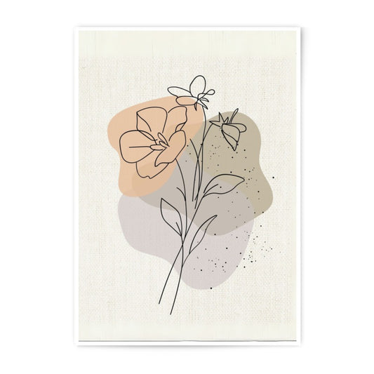 Floral Line Art Photographic Print, Botanical Art Print, Minimalist Flower Art, Neutral Color Wall Decor, Modern Home Decor, Floral Wall Art - Tawshia