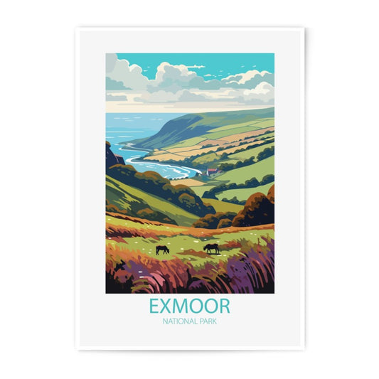 Exmoor National Park Photographic Print, UK Landscape Art Print, England Scenery Poster, Coastal View Fine Art, Minimalist Travel Decor - Tawshia