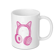 Cute Pink Kitty Headset Design Ceramic Mug product