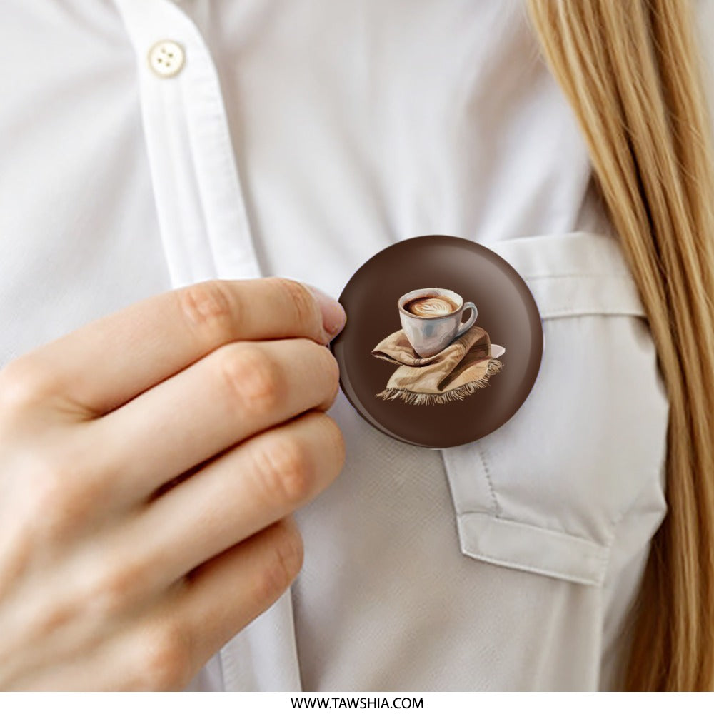 Coffee Latte Pinback Button, Cafe Lover Button, Coffee Drink Art Button, Beverage Gift Idea, Trendy Button, Coffee Art Accessory - Tawshia