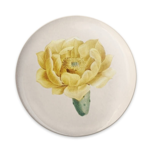 Prickly Pear Flower Pinback Button, Floral Illustration Button, Botanical Art Pin Button, Yellow Flower Lapel Pin, Cactus Flower Button - Tawshia