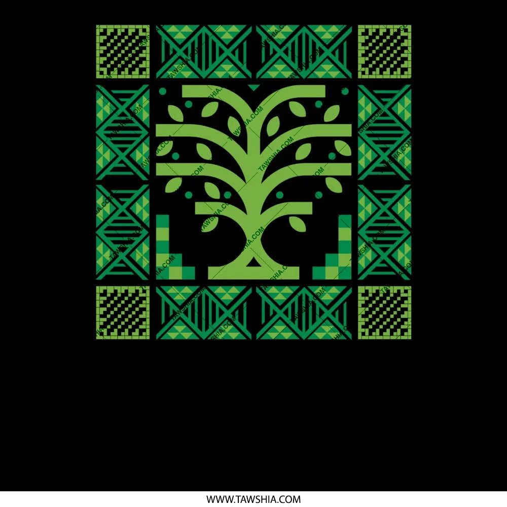 Vibrant Decorative Green and Black Pattern Print product