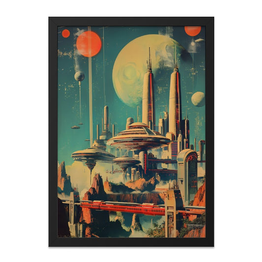 Retro Future Wall Art, Sci Fi Cityscape Print, Futuristic Architecture Decor, Space Age Poster, Vintage Style Artwork - Tawshia