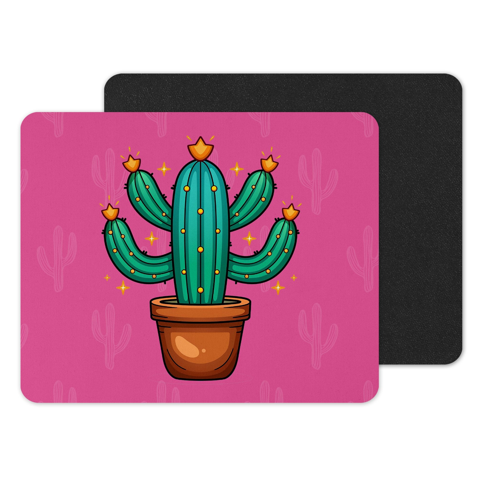 Colorful Cactus Print on Pink Background Mouse Pad Product