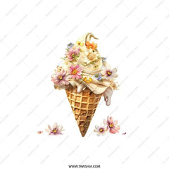 Floral Ice Cream Pillow, Decorative Pillow, Sweet Treat Design, Home Decor, Unique Throw Pillow, Couch Pillow, Dessert Lover Gift, Foodie - Tawshia