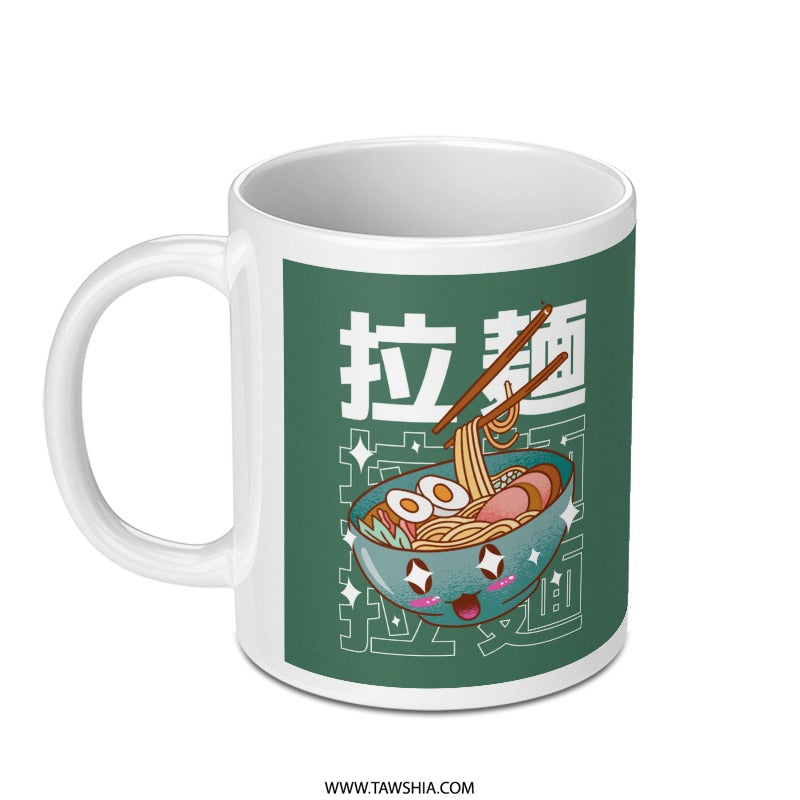 Fun Illustrated Ramen Bowl Print White Mug product