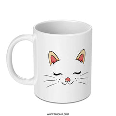 Adorable Cat Face Design Ceramic Coffee Mug product