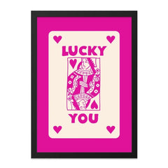 Lucky You Queen of Hearts Wall Art, Playful Card Art, Modern Home Decor, Pink Wall Art, Trendy Print, Unique Gift Idea, Wall Decor - Tawshia