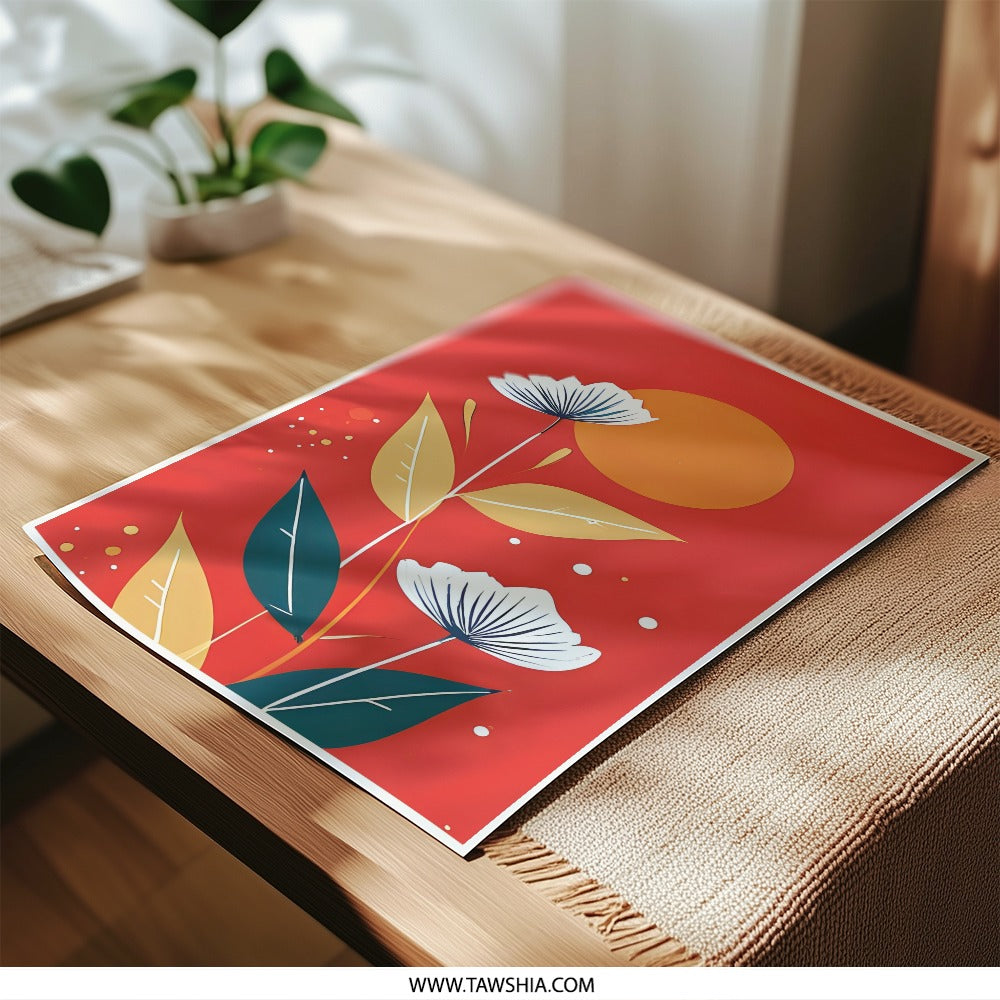 Floral Photographic Print, Modern Flower Art, Red Orange Botanical Wall Decor, Nature Photography, Home Decor, Unique Gift Idea - Tawshia