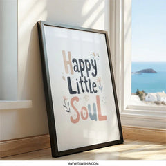 Happy Little Soul Wall Art, Nursery Decor, Kids Room Print, Inspirational Quote, Playroom Art, Pastel Colors, Cute Wall Art - Tawshia