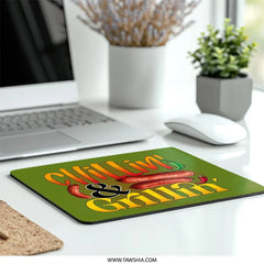 Chilling and Grilling Mouse Pad, BBQ Lover Gift, Foodie Desk Accessory, Sausage and Peppers Theme, Grill Master Present, Funny Office Decor - Tawshia