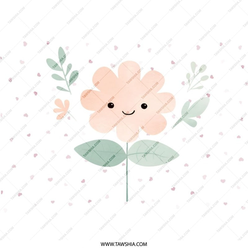 Cute Flower Pillow, Floral Design Cushion, Pastel Decor Pillow, Kawaii Flower Art, Smiling Flower Pillow, Children's Room Decor, Flower - Tawshia