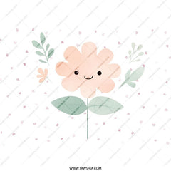 Cute Flower Pillow, Floral Design Cushion, Pastel Decor Pillow, Kawaii Flower Art, Smiling Flower Pillow, Children's Room Decor, Flower - Tawshia