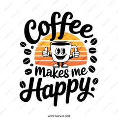 Coffee Makes Me Happy Tote Bag, Trendy Tote Bag, Coffee Lover Gift, Stylish Shopping Bag, Everyday Carry Bag, Unique Design Tote - Tawshia