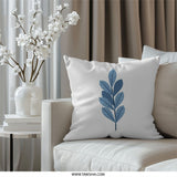 Blue Leaf Pillow, Botanical Pillow, Modern Home Decor, Accent Pillow, Decorative Pillow Cover, Throw Pillow, Cushion Pillow - Tawshia