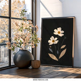 Minimalist Flower Wall Art, Floral Botanical Print, Modern Home Decor, Abstract Plant Art, Neutral Tones, Simple Flower Design - Tawshia