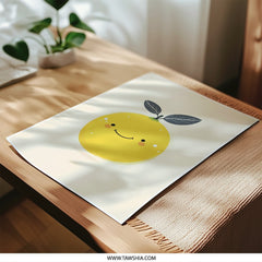 Lemon Photographic Print, Cute Fruit Art, Smiling Citrus Decor, Modern Kitchen Wall Art, Playful Food Illustration, Kids Room Decor - Tawshia
