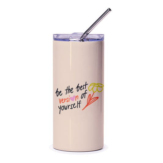 Best Version Tumbler, Motivational Quote Tumbler, Floral Tumbler, Positive Affirmation Tumbler, Inspirational Gift - Tawshia
