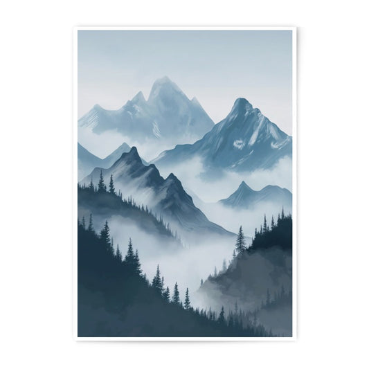 Misty Mountain Photographic Print, Landscape Art, Mountain Range, Forest Scene, Nature Wall Art, Home Decor, Serene Scenery - Tawshia