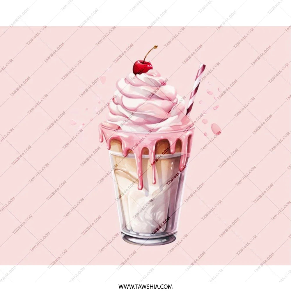 Strawberry Milkshake Mouse Pad, Cute Pink Drink Art, Dessert Lover Gift, Watercolor Style, Office Decor, Sweet Treat, Foodie Gift - Tawshia