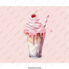 Strawberry Milkshake Mouse Pad, Cute Pink Drink Art, Dessert Lover Gift, Watercolor Style, Office Decor, Sweet Treat, Foodie Gift - Tawshia