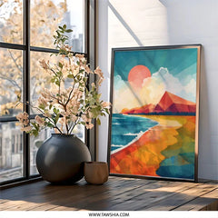 Beach Landscape Wall Art, Coastal Scenery Print, Modern Home Decor, Abstract Seascape Painting, Sunset Ocean View, Nature Artwork - Tawshia