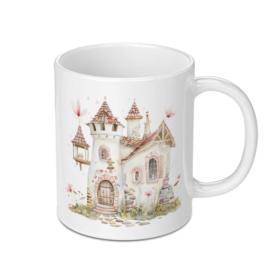 Fairy Tale Castle Mug, Watercolor House Cup, Whimsical Home Decor, Fantasy Cottage Mug, Unique Gift Idea, Magical Castle Coffee Mug - Tawshia