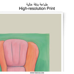 Wingback Chair Photographic Prints, Pink Chair Art Print, Home Decor Prints, Illustration Print, Living Room Art, Wall Art, Unique Gift - Tawshia