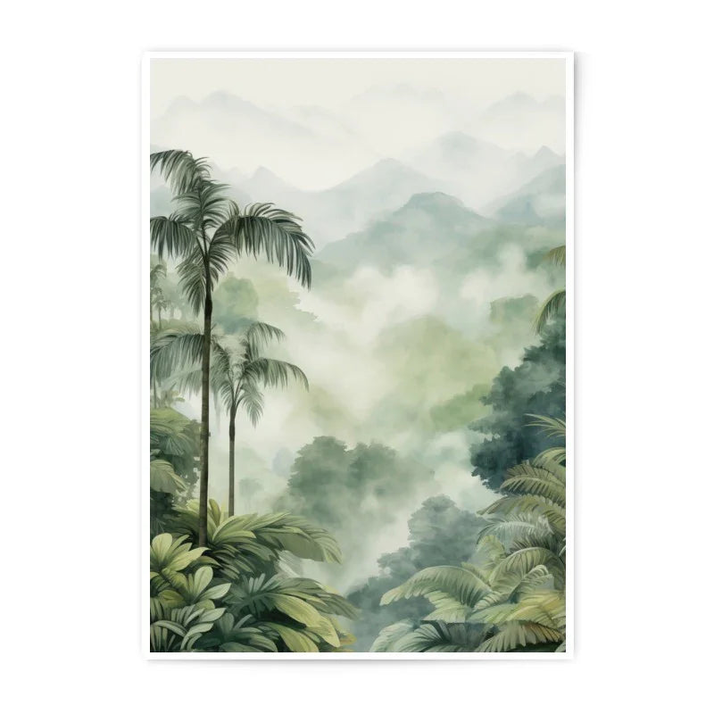 Tropical Photographic Print, Jungle Mist, Palm Trees, Mountain View, Nature Art, Home Decor, Wall Art, Fine Art Photography - Tawshia