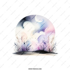 Watercolor Moon Pillow, Celestial Pillow, Stars Moon Art Print Pillow, Nature Illustration Throw Pillow, Night Sky Home Decor Gift - Tawshia