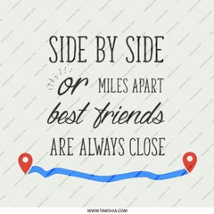 Long Distance Friendship Pinback Button, Side By Side Best Friends Button, Friendship Quote Button, Close Friends, Friendship Keepsake - Tawshia