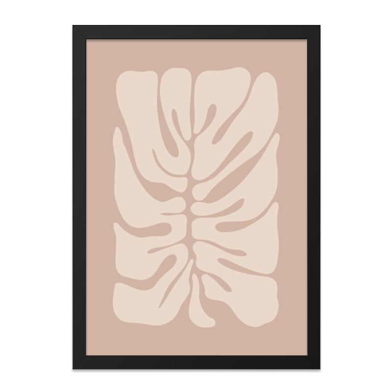Monstera Leaf Wall Art, Abstract Plant Print, Neutral Tones Decor, Modern Home Art, Botanical Art Poster, Minimalist Art, Framed Wall Art - Tawshia