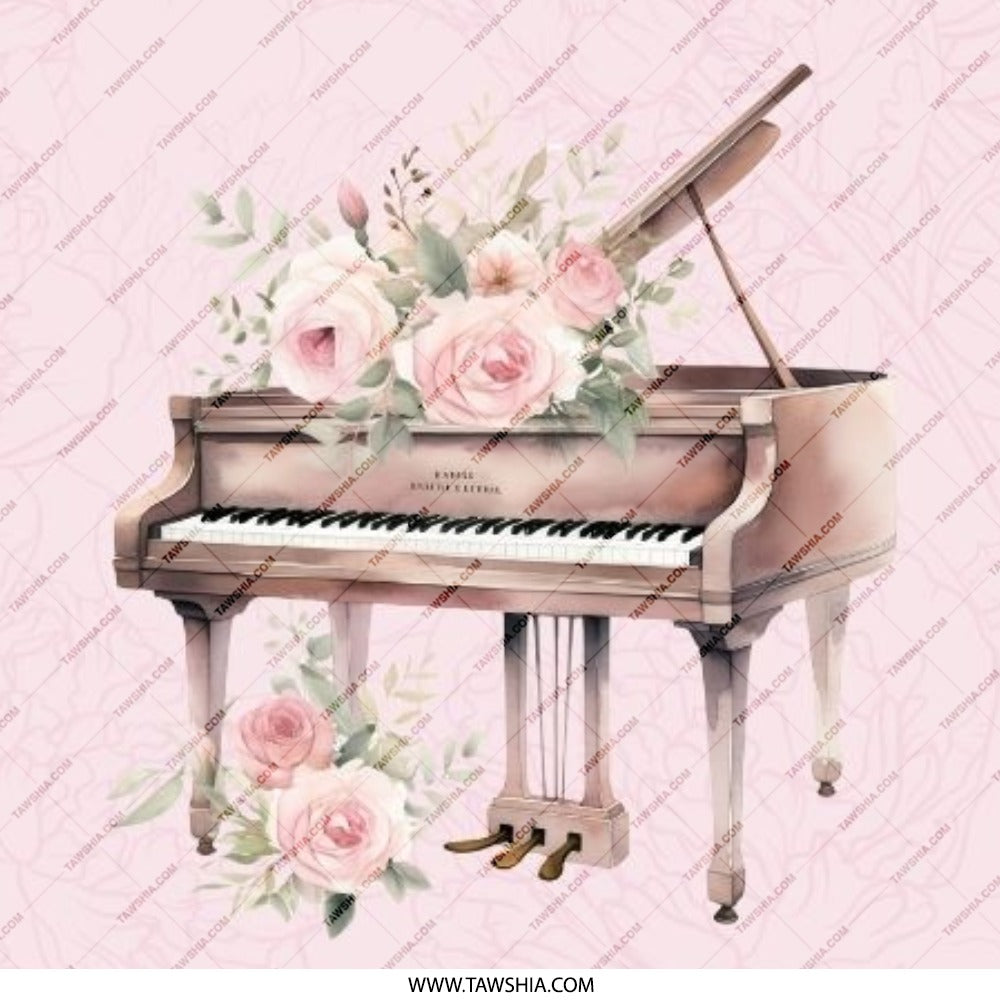 Floral Piano Pinback Button, Music Lover Gift, Pianist Gift, Cute Button, Aesthetic Button, Elegant Pinback Button, Decorative Button - Tawshia