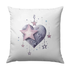 Heart Stars Pillow, Celestial Decor, Whimsical Accent, Bedroom Decor, Cute Throw Pillow, Decorative Cushion, Girl's Room, Gift Idea - Tawshia