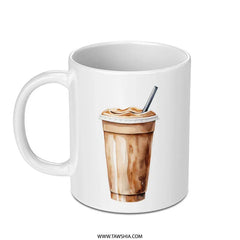 Iced Coffee Mug, Frappe Mug, Watercolor Coffee Cup, Coffee Lover Gift, Caffeine Addict Mug, Drinkware, Beverage Mug, Novelty Mug - Tawshia