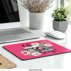 Oh Snap Camera Mouse Pad, Floral Photography Mousepad, Pink Camera Mouse Mat, Trendy Desk Decor, Gift for Photographer, Office Decor - Tawshia