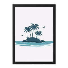 Tropical Island Wall Art, Minimalist Palm Tree Print, Coastal Home Decor, Ocean View Artwork, Beach Theme Art, Summer Vibes Decoration - Tawshia