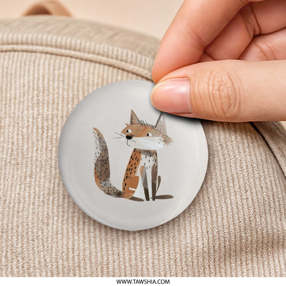 Cute Fox Pinback Button, Animal Lover Gift, Woodland Creature Badge, Cartoon Fox Art, Fox Illustration Button, Unique Button Collection - Tawshia