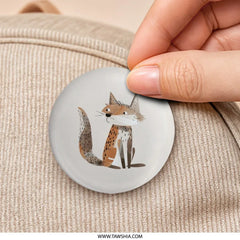 Cute Fox Pinback Button, Animal Lover Gift, Woodland Creature Badge, Cartoon Fox Art, Fox Illustration Button, Unique Button Collection - Tawshia