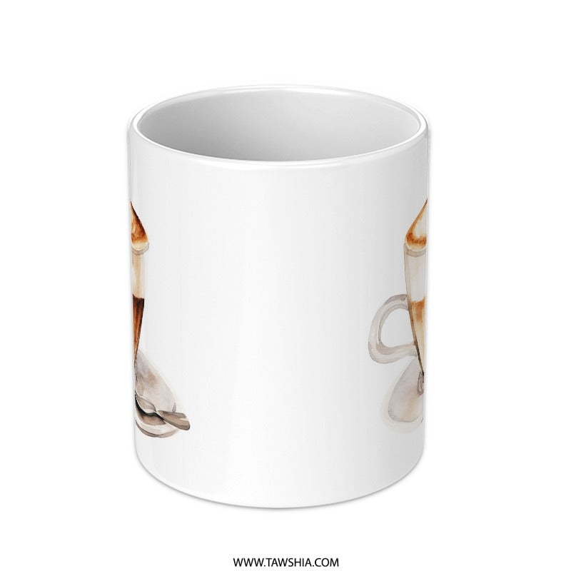 Latte Art Mug, Coffee Lover Gift, Watercolor Mug, Heart Coffee Mug, Beverage Mug, Drinkware, Coffee Cup, Unique Mug Design - Tawshia