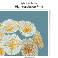 White Flowers Photographic Print, Yellow Vase Wall Art, Floral Illustration Still Life Photography, Botanical Home Decor Art Print - Tawshia