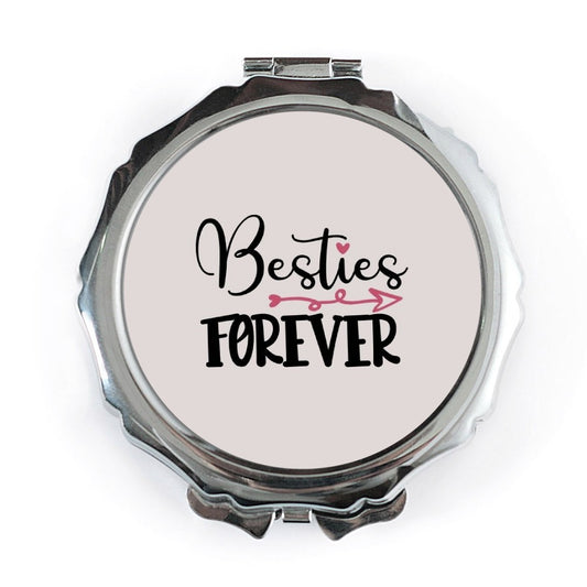 Besties Forever Pocket Mirror, Friendship Gift, Cute Best Friend Present, Travel Size Mirror, Compact Makeup Mirror - Tawshia