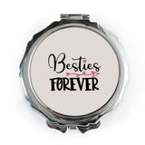 Besties Forever Pocket Mirror, Friendship Gift, Cute Best Friend Present, Travel Size Mirror, Compact Makeup Mirror - Tawshia