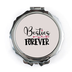 Besties Forever Pocket Mirror, Friendship Gift, Cute Best Friend Present, Travel Size Mirror, Compact Makeup Mirror - Tawshia