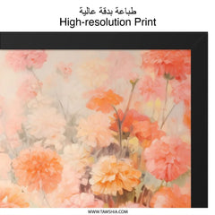 Floral Wall Art, Orange Pink Flowers Print, Botanical Art Print, Flower Painting Wall Decor, Home Decor Wall Art, Living Room Wall Decor - Tawshia