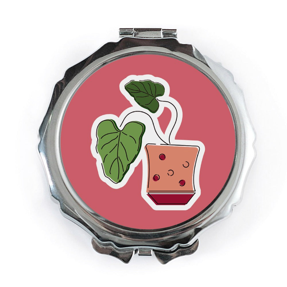 Cute Potted Plant Pocket Mirror, Trendy Compact Mirror, House Plant Lover Gift, Unique Makeup Mirror, Small Travel Mirror - Tawshia