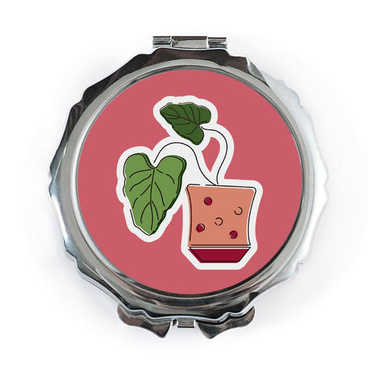 Cute Potted Plant Pocket Mirror, Trendy Compact Mirror, House Plant Lover Gift, Unique Makeup Mirror, Small Travel Mirror - Tawshia