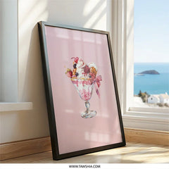 Berry Dessert Wall Art, Watercolor Sundae Print, Foodie Kitchen Decor, Sweet Treat Painting, Pink Wall Art, Gift Idea (139 characters) - Tawshia