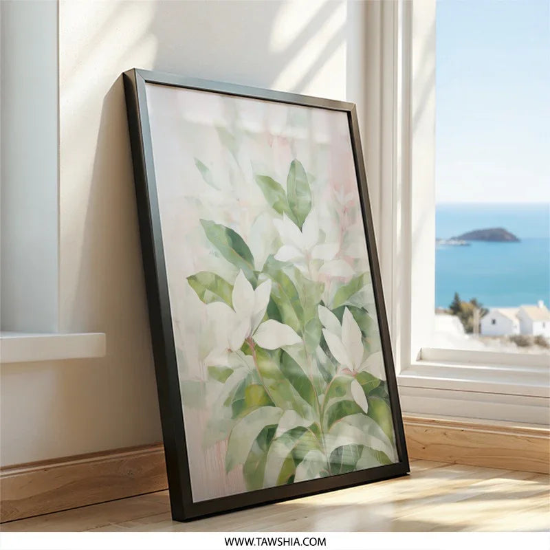 White Magnolia Wall Art, Floral Print, Botanical Art, Home Decor, Elegant Wall Hanging, Gift Idea, Nature Inspired Art, Magnolia Painting - Tawshia