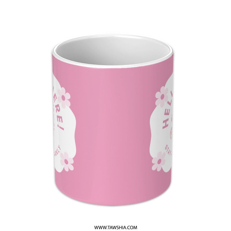 Cute Kawaii Mug, Anime Mug, Hello There Mug, Pink Mug, Sparkly Mug, Gift for Her, Aesthetic Mug, Trendy Mug, Cartoon Mug, Anime Girl - Tawshia